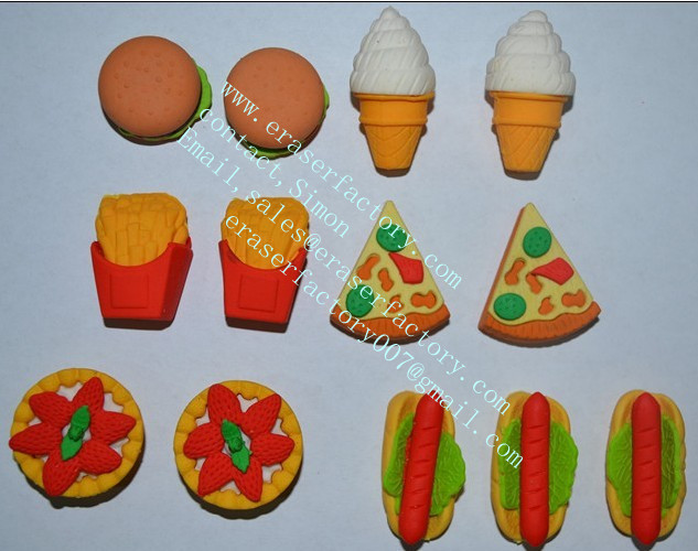 3D food erasers assortment