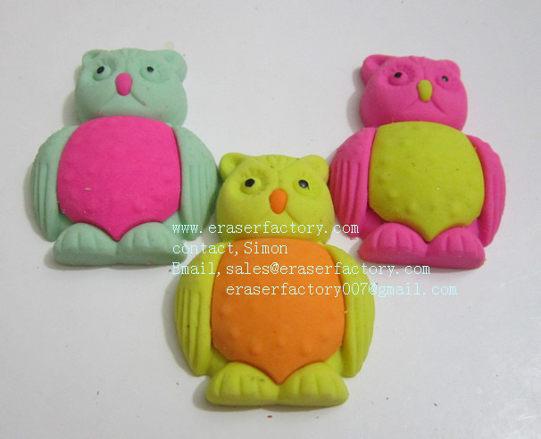 LXA24  owl novelty erasers  