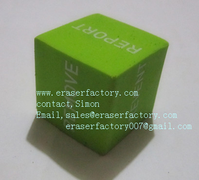 LXP21  Six surface printing green cubic erasers 