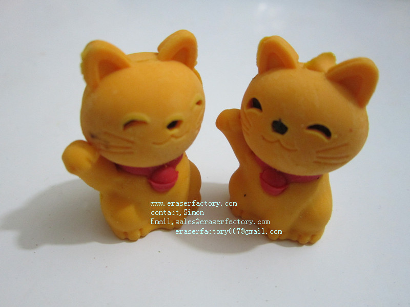 LXA7  Fortune Cat Animal Erasers 