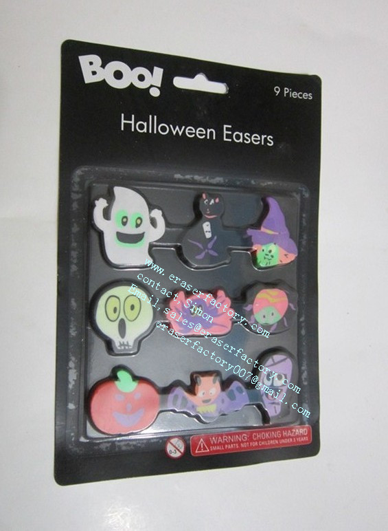  LXB69  9 halloween erasers set