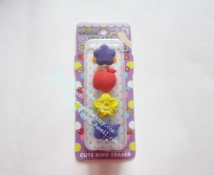 LXB186 Cute Ring Erasers Set